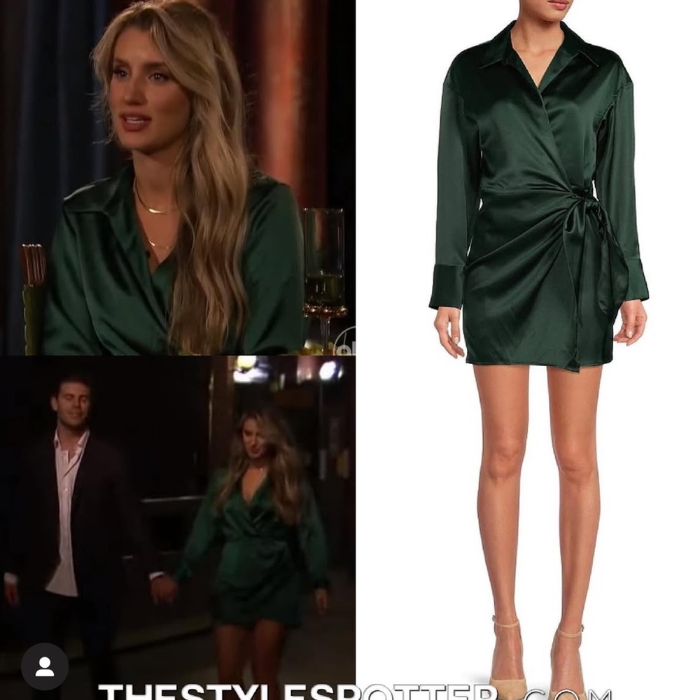 Gianni Bini - Elegant Green Satin Wrap Dress